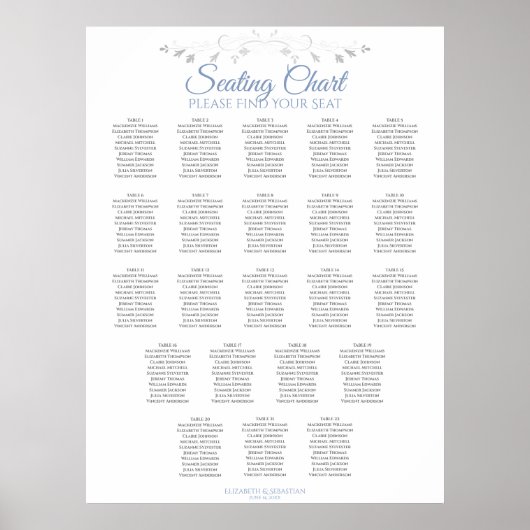 22 Tableau Élégant Mariage bleu et gris (Devant)