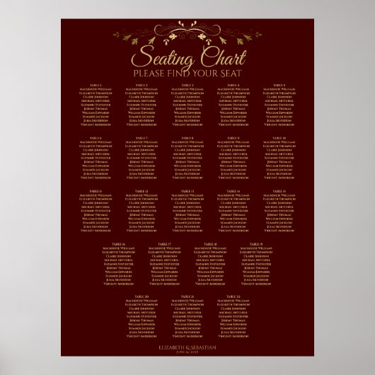 22 Tableau Gold & Auburn Brown Mariage Siating Cha (Devant)