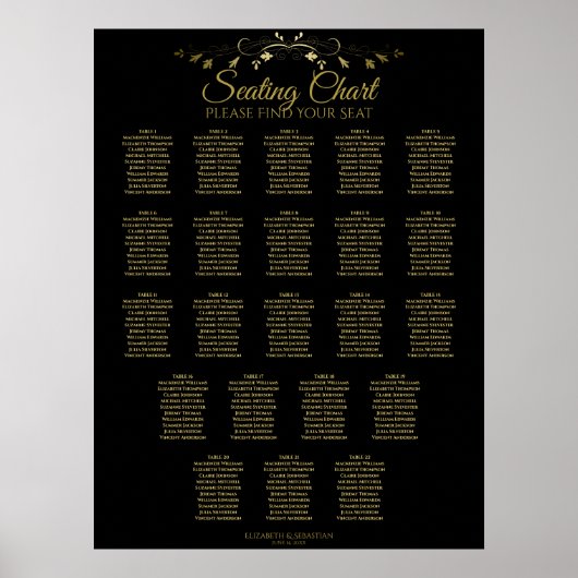 22 Tableau Mariage noir or simple (Devant)