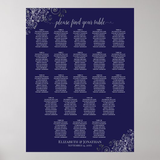 22 Tableau Mariage Siège Marine Bleu et gris (Devant)