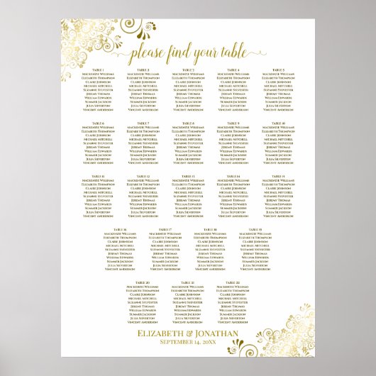 22 Tableau Mariage Sièges Frilles blanc et or (Devant)