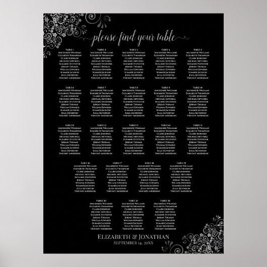 22 Tableau Mariage Sièges Frilles noir et gris (Devant)