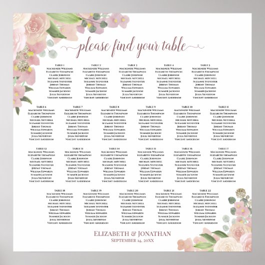 22 Tableau Tableau Rustique rose Mariage floral (Devant)