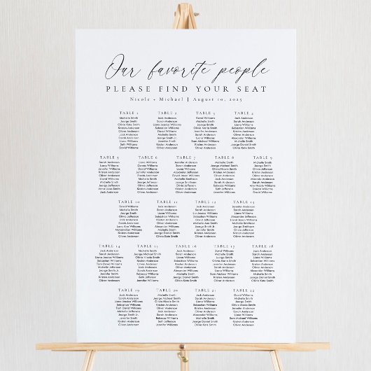 22 Tables Plan de table personnes préférées graphi