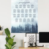 22 Tafel Blauwe Pijn Bomen Wedding Seating Chart Poster (Thuiskantoor)