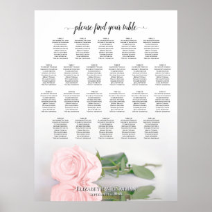 22 Tafel Elegante Roze Roos Huwelijkszitplaatskaar Poster