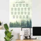 22 Tafel Green Pine Trees Wedding Seating Chart Poster (Thuiskantoor)