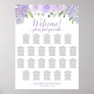22 Tafel Lavendel Bloemige Trouw Zittingkaart Poster