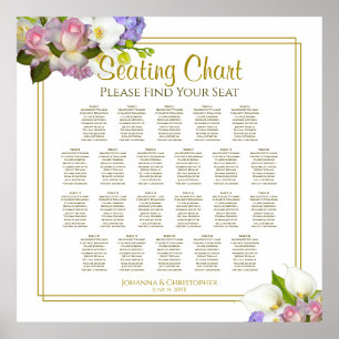 22 Tafel - weduwenkaart Gold en roze Floral Poster