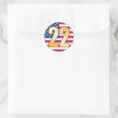 22 USA Goud Ronde Sticker (Tas)