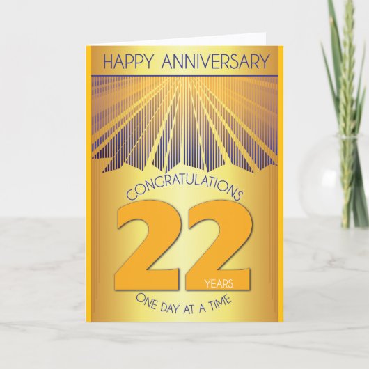 22 Year Sober Anniversary | Golden Ray 12 Step Kaart (Voorkant)