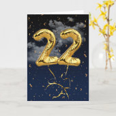 22e Anniversaire Gold Mylar Balloon et carte Confe (Fleur jaune)