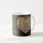22e anniversaire Mariage Coeur Roses Mug (Devant droit)