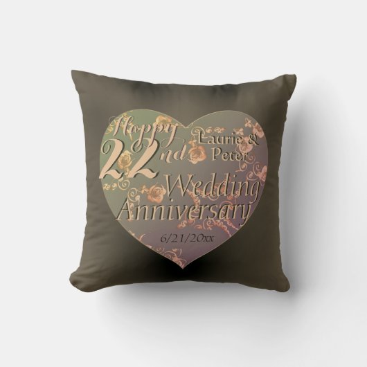 22e anniversaire Mariage Coussin HeartThrow (Recto)