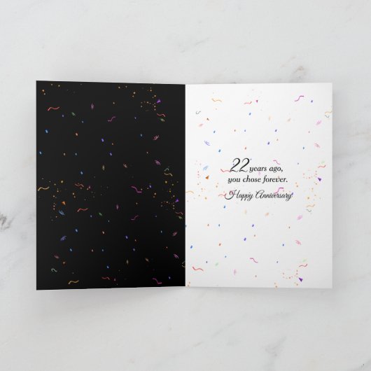 22e bruiloft Jubileum Champagne Toast Kaart (Binnen)