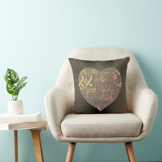 22e bruiloft Jubileum HeartThrow Pillow Kussen (Stoel)