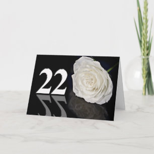 22e carte d'anniversaire avec une rose blanche cla