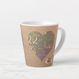 22e Copper Wedding Jubileum Roos Harten Latte Mok