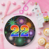 22e Evenement - Leuk, Kleurrijk, Vet, Regenboog 22 Papieren Bordje (Feest)