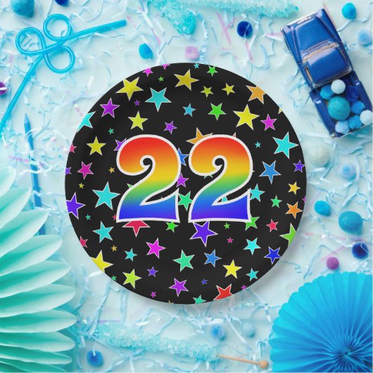 22e Evenement: Vet, Leuk, Kleurrijke Regenboog 22 Papieren Bordje (Feest)