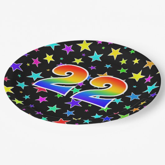 22e Evenement: Vet, Leuk, Kleurrijke Regenboog 22 Papieren Bordje (Gekanteld)