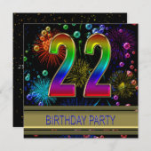 22e fête d'anniversaire Invitation avec bulles (Devant / Derrière)