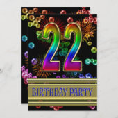 22e fête d'anniversaire Invitation avec bulles (Devant / Derrière)