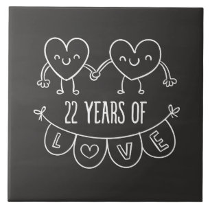 22e Jubileum Gift Chalk Hearts Tegeltje