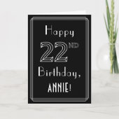 22e verjaardag: Art Deco Style # 22 en aangepaste  Kaart (Voorkant)