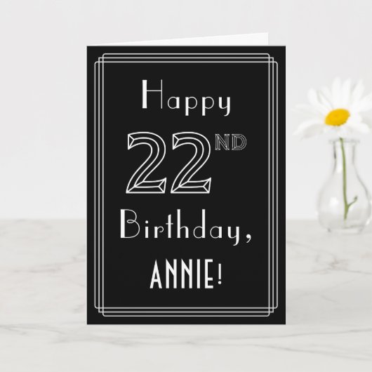 22e verjaardag: Art Deco Style # 22 en aangepaste  Kaart (Kleine Plant)