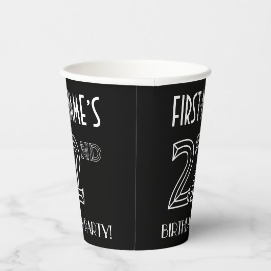 22e verjaardag: Art Deco Style + aangepaste naam Papieren Bekers (Rechts)