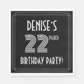 22e verjaardag: Art Deco Style + aangepaste naam Servet (Voorkant)