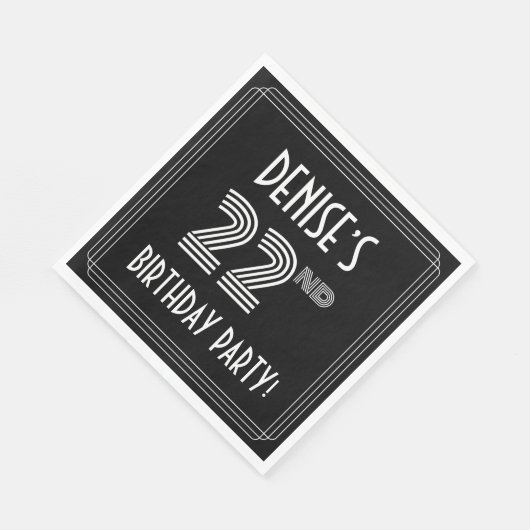 22e verjaardag: Art Deco Style + aangepaste naam Servet (Hoek)