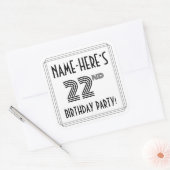 22e verjaardag: Art Deco Style + aangepaste naam Vierkante Sticker (Envelop)