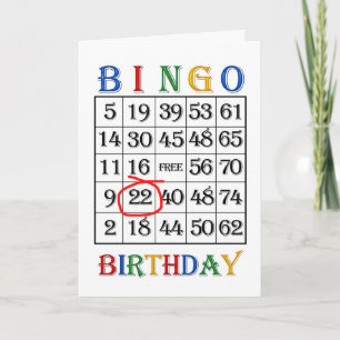 22e verjaardag Bingo kaart
