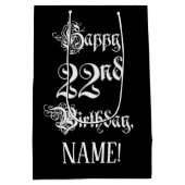 22e verjaardag: Fancy, elegant script + aangepaste Medium Cadeauzakje (Achterkant)