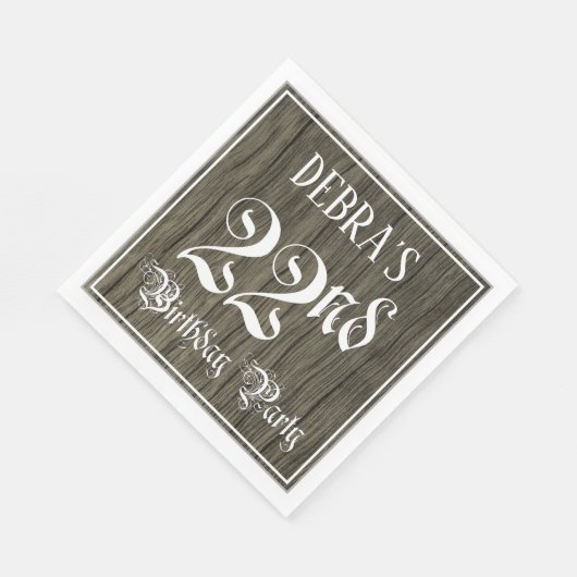 22e verjaardag — Fancy script, kijk op hout Servet (Hoek)