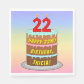 22e verjaardag: Fun Cake and Candles + Custom Name Servet (Voorkant)