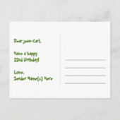 22e verjaardag: Fun Hearts Pattern, Rainbow 22 Briefkaart (Achterkant)