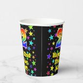 22e verjaardag: Fun Stars Pattern en Rainbow 22 Papieren Bekers (Rechts)