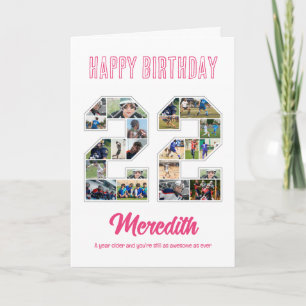 22e verjaardag Jubileum nummer 22 fotocollage Kaart