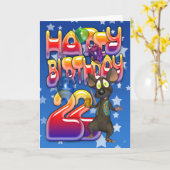 22e verjaardag Kaart, Happy Birthday Kaart (Gele Bloem)