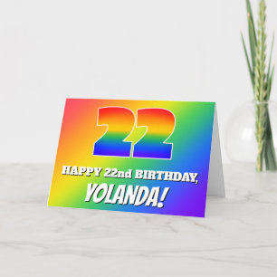 22e verjaardag: Kleurrijk regenboogpatroon # 22 Kaart