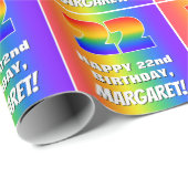 22e verjaardag: kleurrijk, vun regenboogpatroon #  cadeaupapier (Rol Hoek)