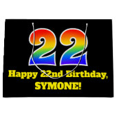 22e verjaardag ~ leuk, kleurrijk, levendig, regenb groot cadeauzakje (Voorkant)