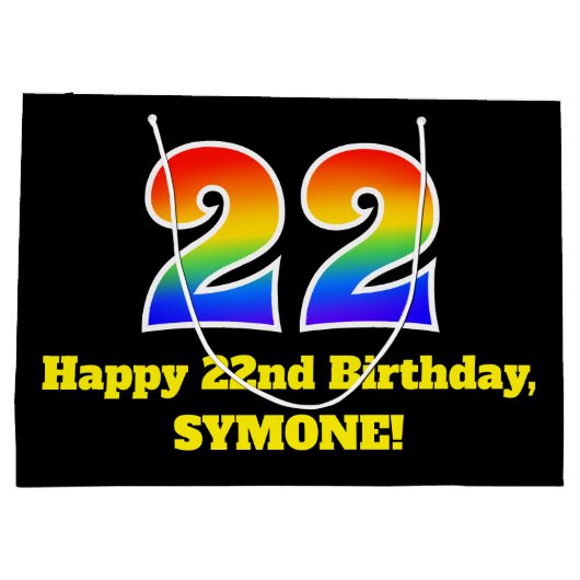 22e verjaardag ~ leuk, kleurrijk, levendig, regenb groot cadeauzakje (Achterkant)