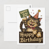 22e verjaardag schattig grappig kat  briefkaart (Voorkant / Achterkant)