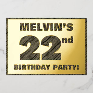 22e verjaardag van de partij van Birthday — Vette, Folie Uitnodiging