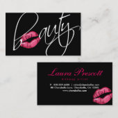 232 Beauty Business Pink Glossy Lips Black White Visitekaartje (Voorkant / Achterkant)