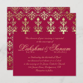 232 Invitation de mariage indien Damassé Or Automn (Devant / Derrière)